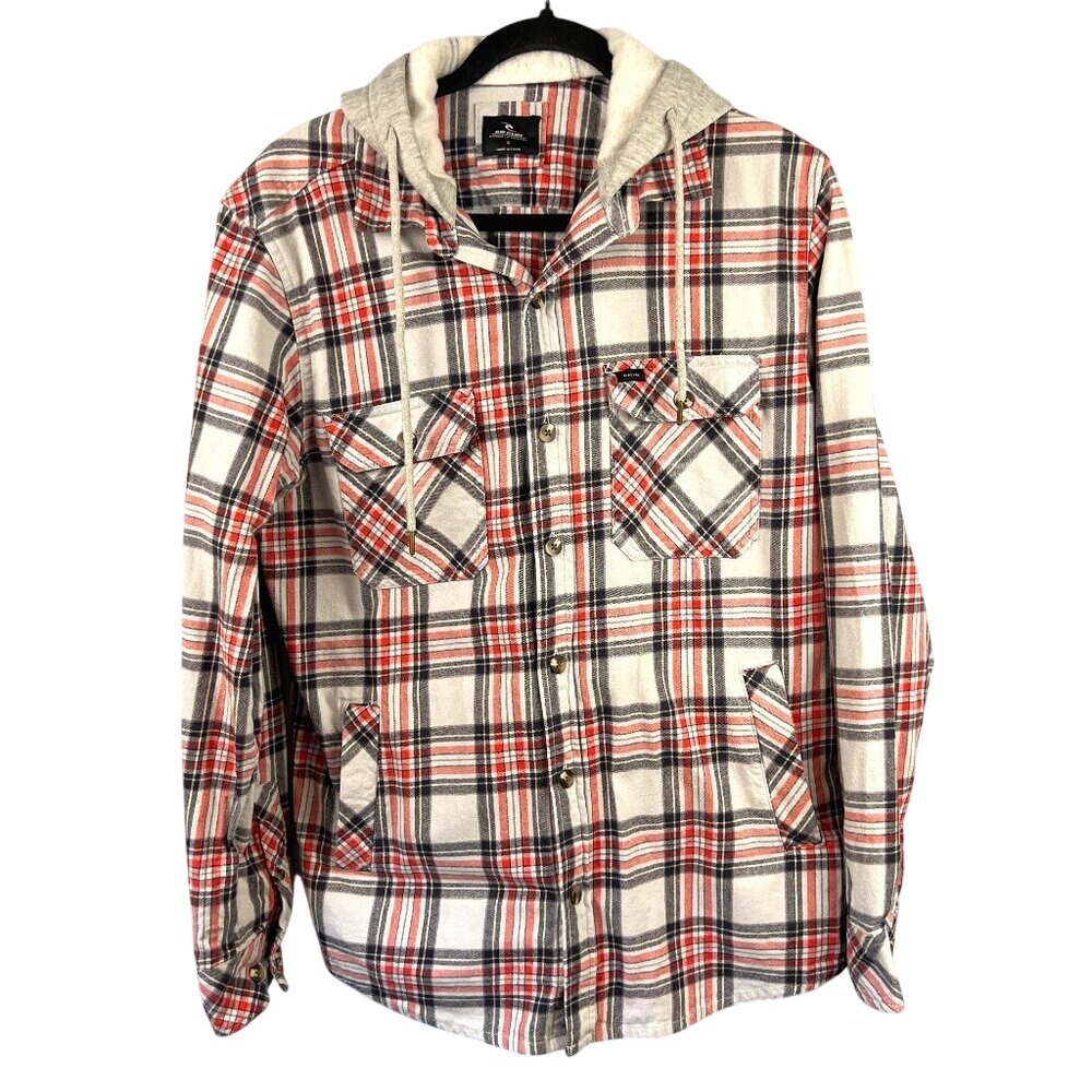 Rip Curl Big Boys Ranchero Hoodie‎ Flannel Shirt SZ S Surfing Skater Streetwear